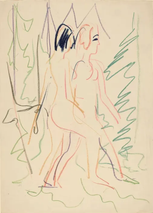 Framed Print : Two Nudes in a Forest, 1925. Creator: Ernst Kirchner Framed Print : Two Nudes in a Forest, 1925. Creator: Ernst Kirchner