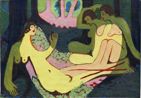 Nudes in the Forest, small version, 1933-1934. Creator: Kirchner, Ernst Ludwig (1880-1938)