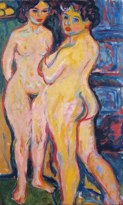 Framed Print : Nudes Standing by Stove, 1908. Artist: Kirchner, Ernst Ludwig (1880-1938) Framed Print : Nudes Standing by Stove, 1908. Artist: Kirchner, Ernst Ludwig (1880-1938)