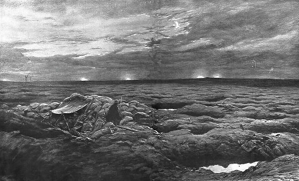 Nuit calme devant Douaument, en terrain reconquis, 1916. Creator: Unknown