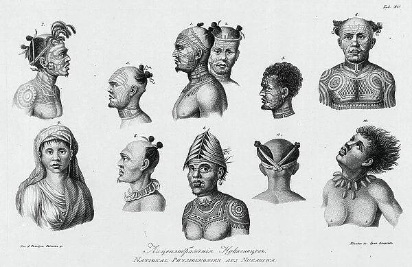 Nukagiva Natives, 1813. Creator: Ignaz Sebastian Klauber