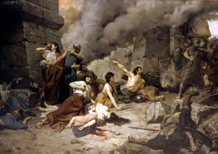 Framed Print : Numancia represents the encirclement and siege of Numancia in 133 a. C. oil of 1880 Framed Print : Numancia represents the encirclement and siege of Numancia in 133 a. C. oil of 1880