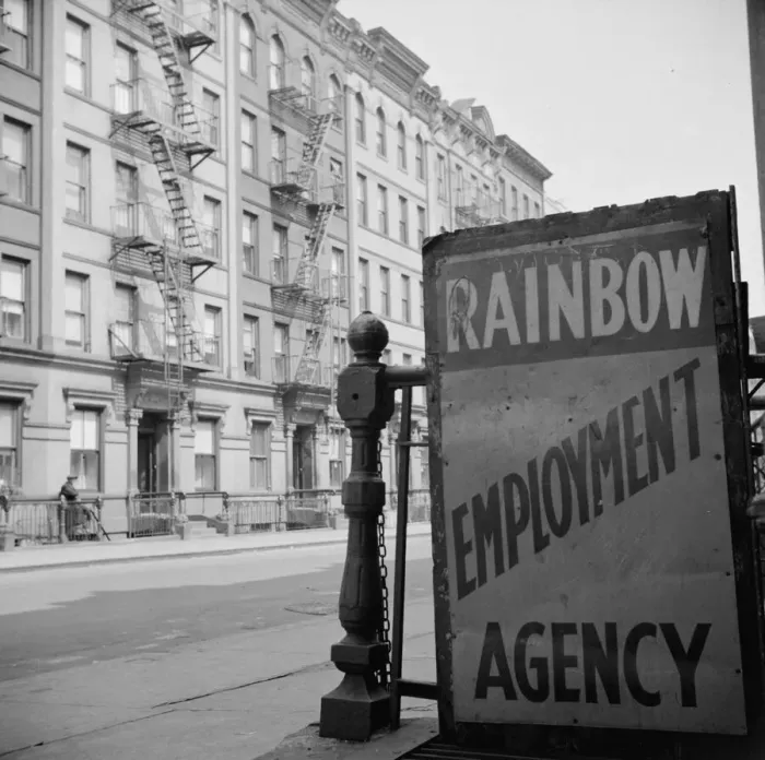 Framed Print : One of the numerous employment agency signs in the Harlem area, New York, 1943. Creator: Gordon Parks Framed Print : One of the numerous employment agency signs in the Harlem area, New York, 1943. Creator: Gordon Parks