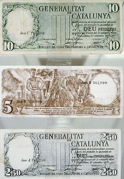 Numismatica Billetes De Curso Legal Emitidos Por LA Generalitat De Cataluna Durante