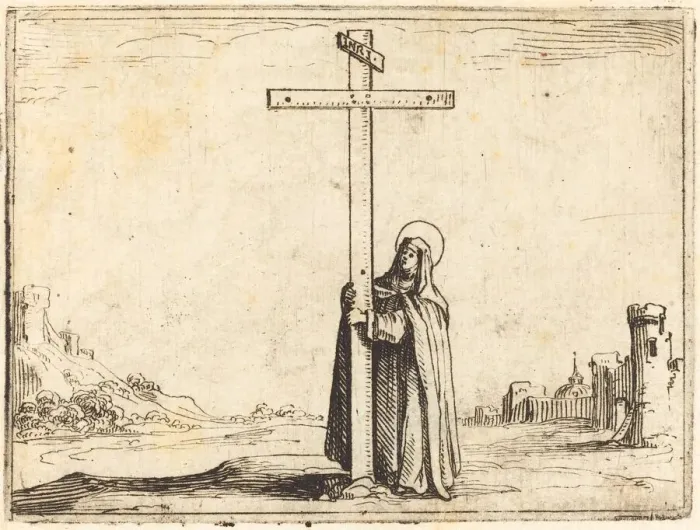 Framed Print : Nun Embracing the Holy Cross, 1628. Creator: Jacques Callot Framed Print : Nun Embracing the Holy Cross, 1628. Creator: Jacques Callot