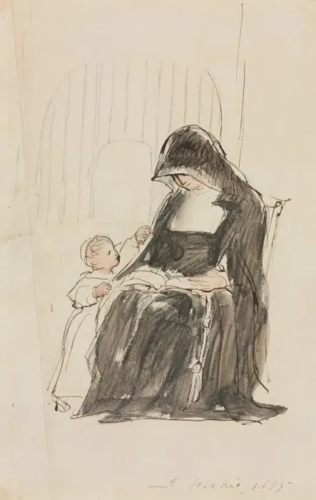 Framed Print : Nun Reading to a Child, 1835. Creator: David Wilkie (British, 1785-1841) Framed Print : Nun Reading to a Child, 1835. Creator: David Wilkie (British, 1785-1841)
