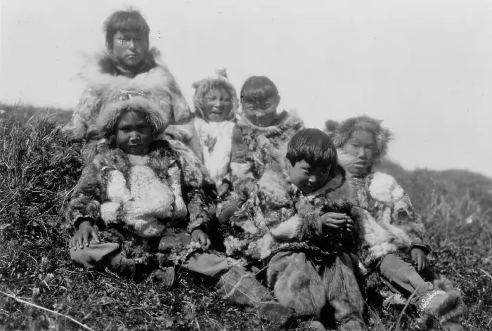 Framed Print : Nunivak children, c1929. Creator: Edward Sheriff Curtis Framed Print : Nunivak children, c1929. Creator: Edward Sheriff Curtis