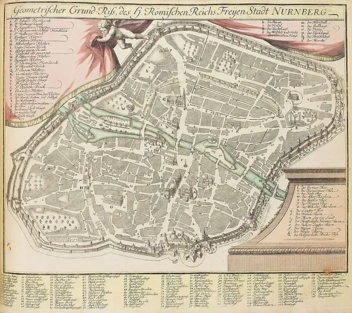 Framed Print : Nuremberg. From Bequemer Schul- und Reisenatlas, 1719. Creator: Köhler; Johann David (1684-1755) Framed Print : Nuremberg. From Bequemer Schul- und Reisenatlas, 1719. Creator: Köhler; Johann David (1684-1755)