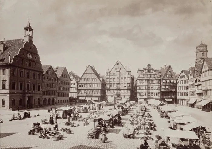 Framed Print : Nuremberg Market, between 1850 and 1895. Creator: Anon Framed Print : Nuremberg Market, between 1850 and 1895. Creator: Anon