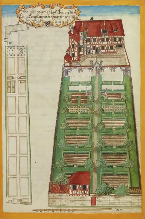 Framed Print : The Nuremberg Residence and Garden of Magdalene Pairin, about 1626-1711. Creator: Georg Strauch Framed Print : The Nuremberg Residence and Garden of Magdalene Pairin, about 1626-1711. Creator: Georg Strauch