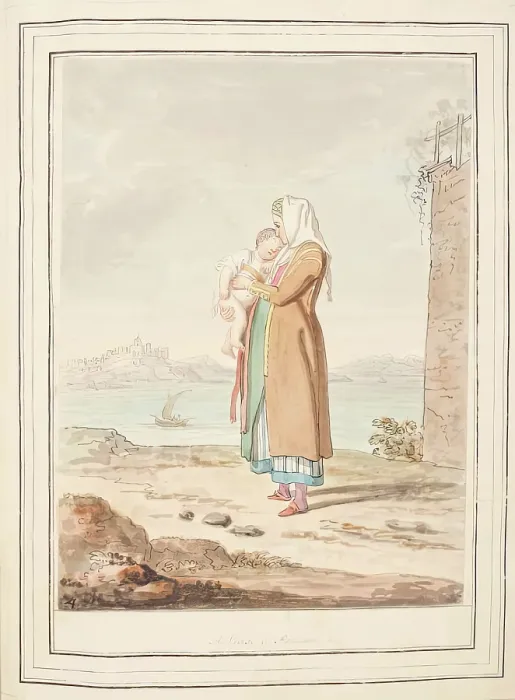 Framed Print : A Nurse of Procida, leaf from A Collection of Dresses by David Allan Mostly from Nature, 1776 Framed Print : A Nurse of Procida, leaf from A Collection of Dresses by David Allan Mostly from Nature, 1776