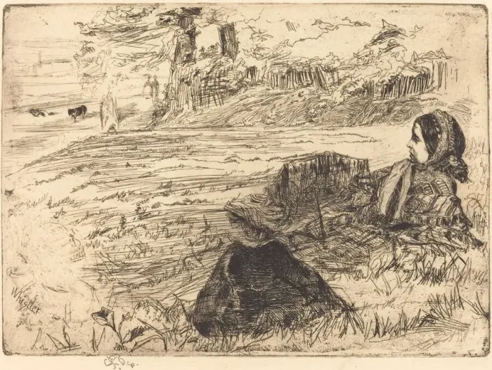 Framed Print : Nursemaid and Child, 1859. Creator: James Abbott McNeill Whistler Framed Print : Nursemaid and Child, 1859. Creator: James Abbott McNeill Whistler