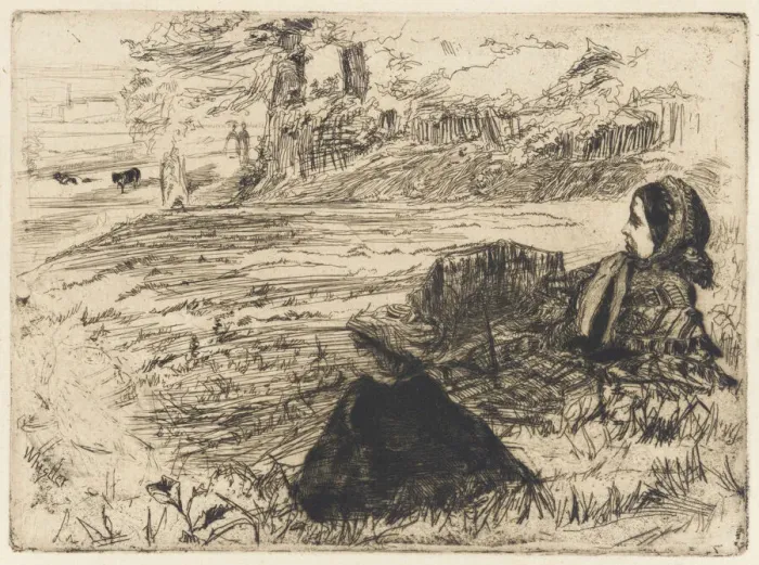Framed Print : Nursemaid and Child, 1859. Creator: James Abbott McNeill Whistler Framed Print : Nursemaid and Child, 1859. Creator: James Abbott McNeill Whistler