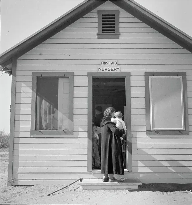 Framed Print : Nursery, Kern migrant camp, California, 1936. Creator: Dorothea Lange Framed Print : Nursery, Kern migrant camp, California, 1936. Creator: Dorothea Lange