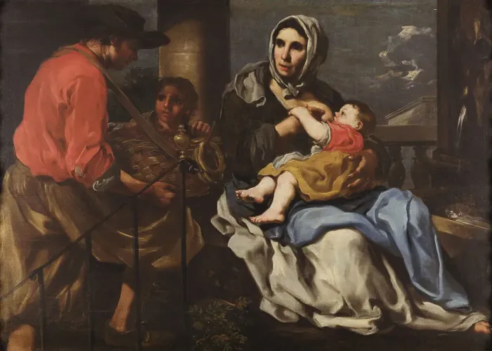 Framed Print : Nursing peasant, 17th century. Creator: Keilhau (Keil); Bernardo Eberhart; (Monsù Bernardo) (1624-1687) Framed Print : Nursing peasant, 17th century. Creator: Keilhau (Keil); Bernardo Eberhart; (Monsù Bernardo) (1624-1687)