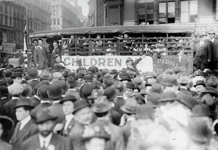 Framed Print : N.Y. May Day parade - Strikers children from Paterson, 1913. Creator: Bain News Service Framed Print : N.Y. May Day parade - Strikers children from Paterson, 1913. Creator: Bain News Service