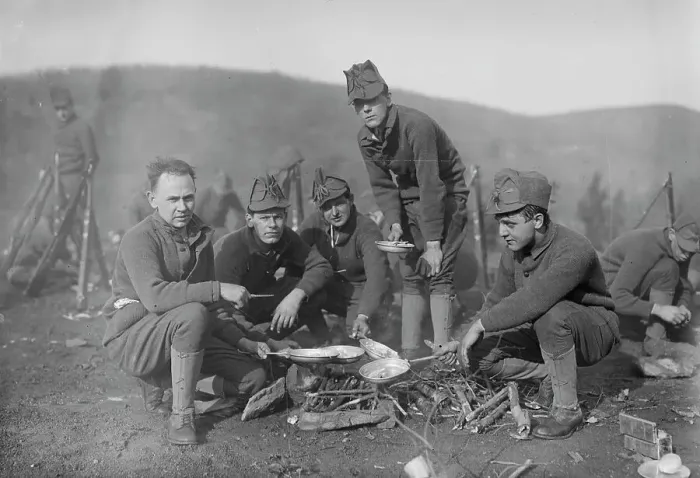 Framed Print : N.Y. Nat'l Guard, Camp Fire, between c1910 and c1915. Creator: Bain News Service Framed Print : N.Y. Nat'l Guard, Camp Fire, between c1910 and c1915. Creator: Bain News Service