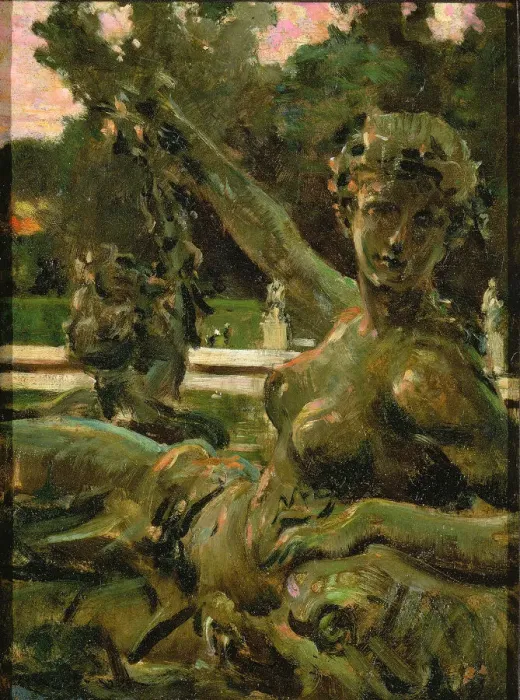 Framed Print : Nymph and Cupid, 1913. Creator: Carroll Beckwith Framed Print : Nymph and Cupid, 1913. Creator: Carroll Beckwith