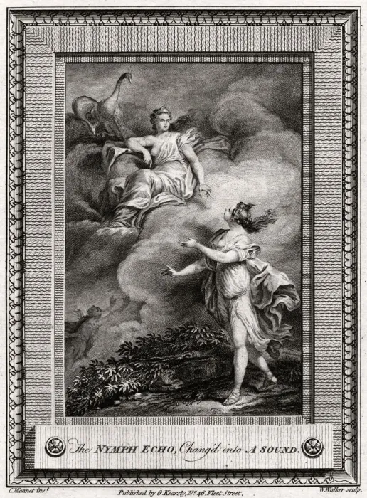 Framed Print : The Nymph Echo, Chang d into A Sound, 1774. Artist: W Walker Framed Print : The Nymph Echo, Chang d into A Sound, 1774. Artist: W Walker