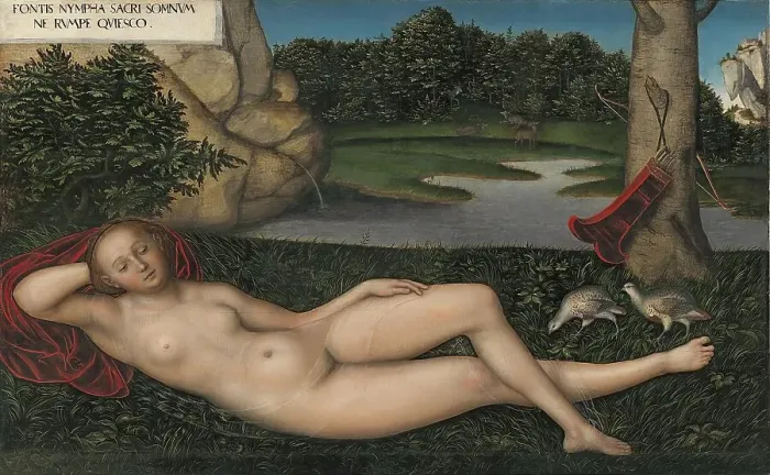 Framed Print : The Nymph at the Fountain, 1530. Creator: Lucas Cranach the Elder Framed Print : The Nymph at the Fountain, 1530. Creator: Lucas Cranach the Elder