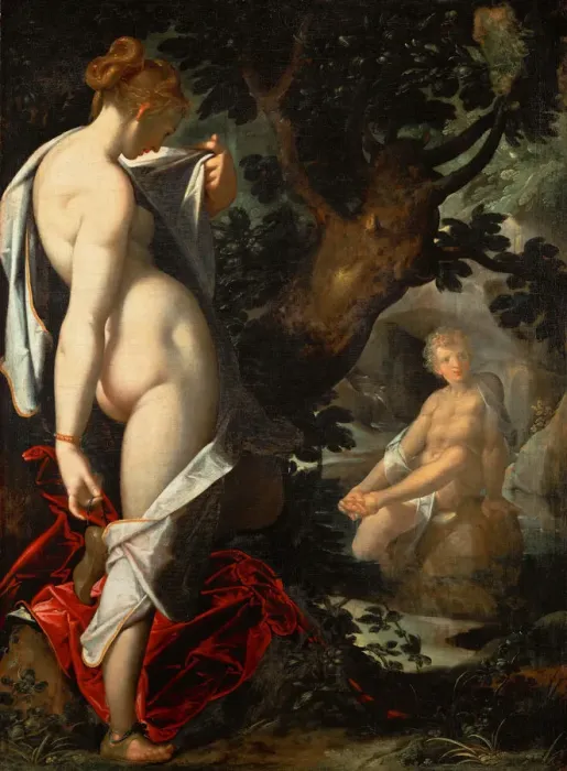 Framed Print : The Nymph Salmacis and Hermaphroditus, ca 1580-1582. Artist: Spranger, Bartholomeus (1546-1611) Framed Print : The Nymph Salmacis and Hermaphroditus, ca 1580-1582. Artist: Spranger, Bartholomeus (1546-1611)