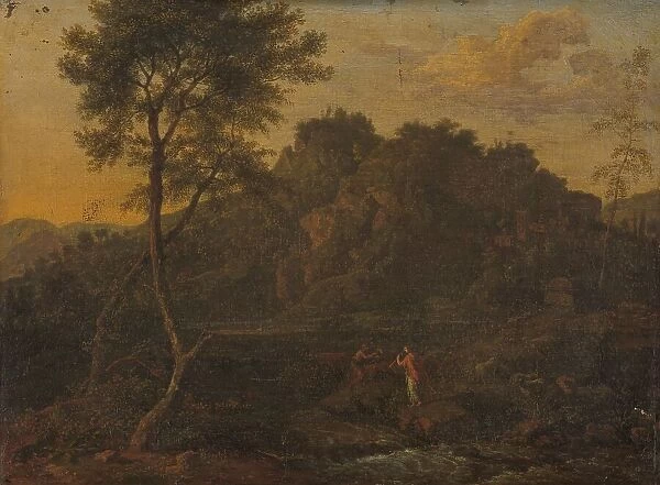 Nymph and Shepherd Making Music in a Landscape, c.1685. Creator: Abraham Genoels II