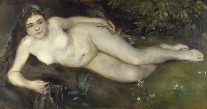 Framed Print : A Nymph by a Stream, 1869-1870. Artist: Renoir, Pierre Auguste (1841-1919) Framed Print : A Nymph by a Stream, 1869-1870. Artist: Renoir, Pierre Auguste (1841-1919)