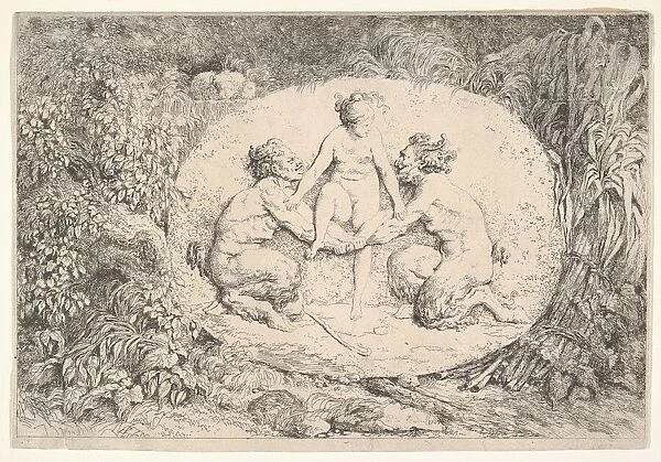 Nymph Supported by Two Satyrs, 1763. Creator: Jean-Honore Fragonard