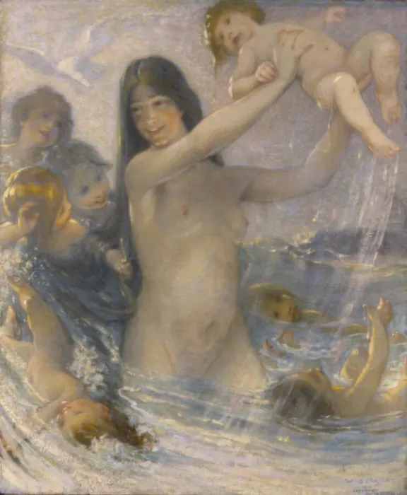 Framed Print : Nymph and Water Babies at Play, 1908. Creator: William Baxter Palmer Closson Framed Print : Nymph and Water Babies at Play, 1908. Creator: William Baxter Palmer Closson