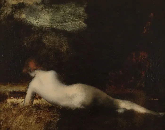 Framed Print : Nymphe couchée, c.1887. Creator: Jean Jacques Henner Framed Print : Nymphe couchée, c.1887. Creator: Jean Jacques Henner