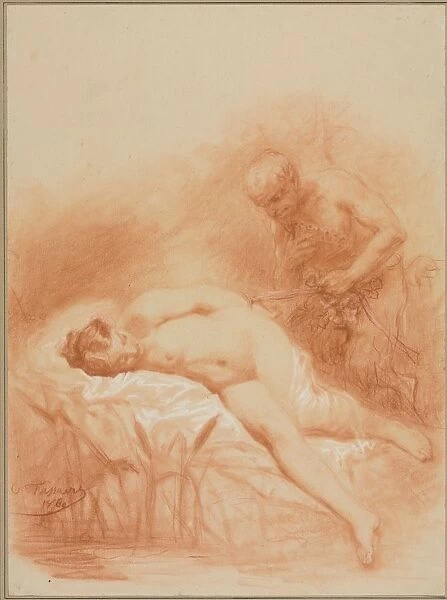 Nymphe et Faune, 1800s. Creator: Octave Tassaert (French, 1800-1874)
