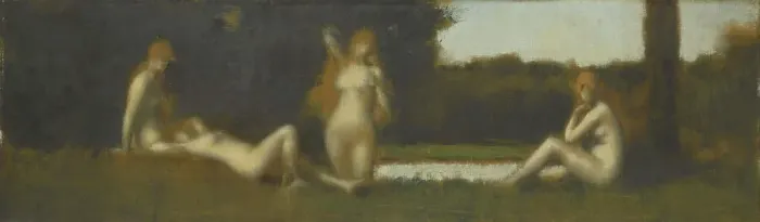Framed Print : Nymphes à la sortie du bain, after 1877. Creator: Jean Jacques Henner Framed Print : Nymphes à la sortie du bain, after 1877. Creator: Jean Jacques Henner