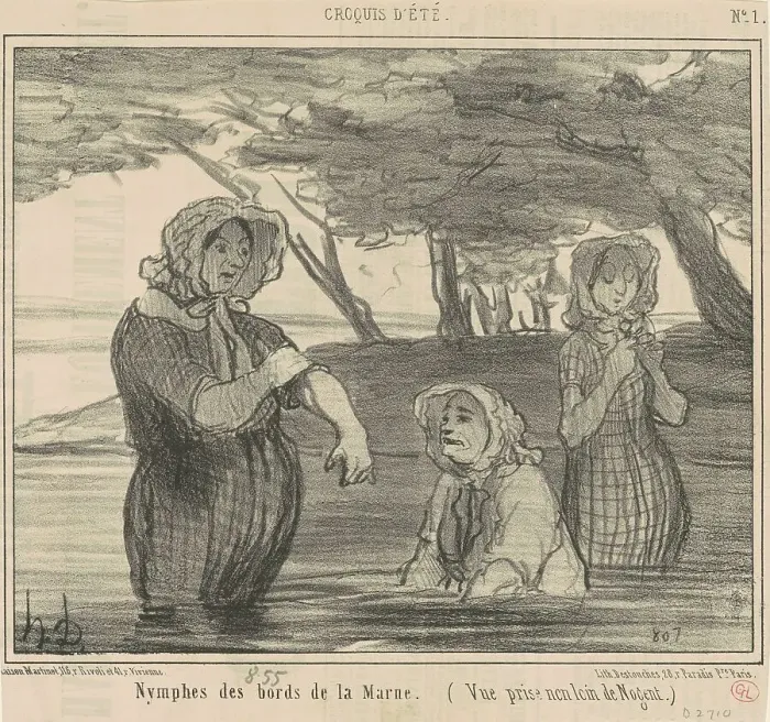 Framed Print : Nymphes des bords de la Marne, 19th century. Creator: Honore Daumier Framed Print : Nymphes des bords de la Marne, 19th century. Creator: Honore Daumier