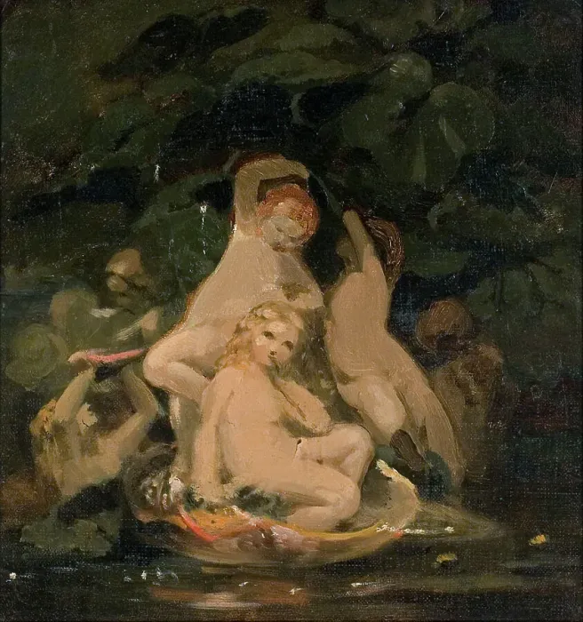 Framed Print : Nymphs, 1835-1853. Creator: Nils Jakob Blommer Framed Print : Nymphs, 1835-1853. Creator: Nils Jakob Blommer