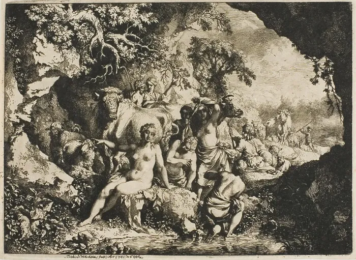 Framed Print : Nymphs Bathing Near a Cave, 1741. Creator: Christian Wilhelm Ernst Dietrich Framed Print : Nymphs Bathing Near a Cave, 1741. Creator: Christian Wilhelm Ernst Dietrich