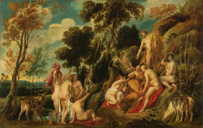Framed Print : Nymphs Cutting Off Pan's Beard. Creator: Jacob Jordaens I Framed Print : Nymphs Cutting Off Pan's Beard. Creator: Jacob Jordaens I