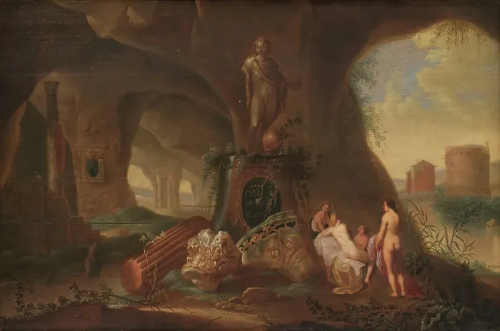 Framed Print : Nymphs in a Grotto, 1635-1658. Creator: Abraham van Cuylenborch Framed Print : Nymphs in a Grotto, 1635-1658. Creator: Abraham van Cuylenborch