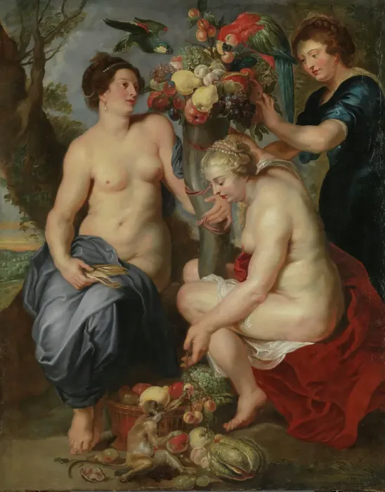 Framed Print : Three Nymphs with the Horn of Plenty; Ceres and Two Nymphs, c1628. Creator: Frans Snyders Framed Print : Three Nymphs with the Horn of Plenty; Ceres and Two Nymphs, c1628. Creator: Frans Snyders