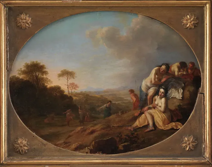 Framed Print : Nymphs in a Landscape, 1615-1669. Creator: Dirck van der Lisse Framed Print : Nymphs in a Landscape, 1615-1669. Creator: Dirck van der Lisse