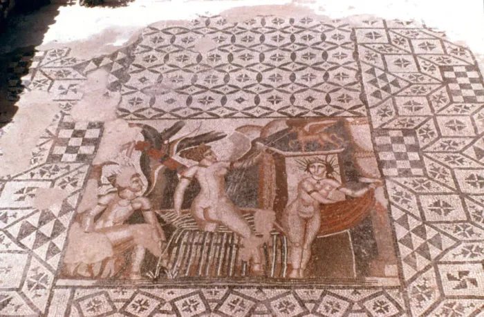 Framed Print : Nymphs, Roman mosaic, Volubilis, Morocco Framed Print : Nymphs, Roman mosaic, Volubilis, Morocco