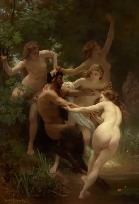 Framed Print : Nymphs And Satyr, 1873. Creator: William-Adolphe Bouguereau Framed Print : Nymphs And Satyr, 1873. Creator: William-Adolphe Bouguereau