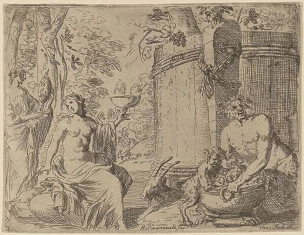 Two Nymphs and a Satyr before a Large Vat. Creator: Herman van Swanevelt