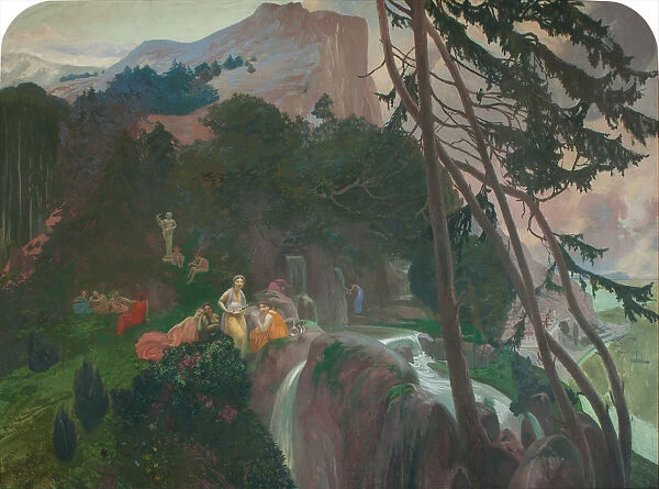 Nymphs at the source in an Arcadian landscape, ca 1904