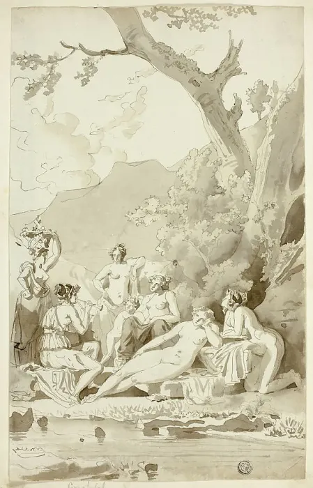 Framed Print : Nymphs in a Wooded Grove, n.d. Creator: Juan Cristobal Framed Print : Nymphs in a Wooded Grove, n.d. Creator: Juan Cristobal