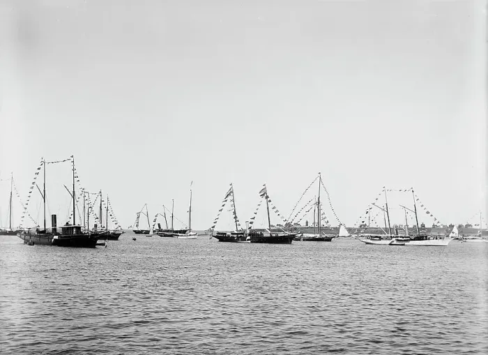 Framed Print : N.Y.Y.C. fleet, Vineyard Haven, August 7, 92, 1892 Aug 7. Creator: Unknown Framed Print : N.Y.Y.C. fleet, Vineyard Haven, August 7, 92, 1892 Aug 7. Creator: Unknown