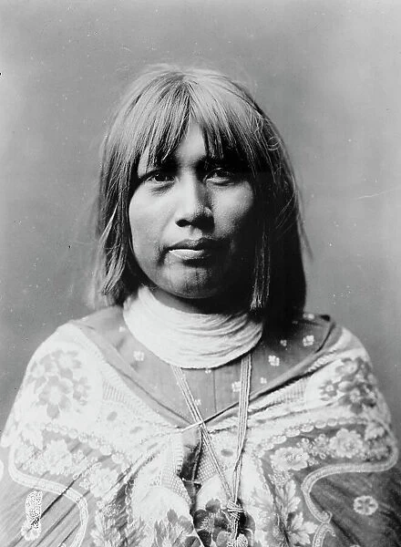 O Che Che, Mohave Indian woman, head-and-shoulders portrait, facing front, c1903. Creator: Edward Sheriff Curtis