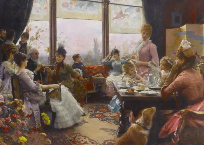 Framed Print : Five o Clock Tea, 1883-1884. Creator: Stewart, Julius (1855-1919) Framed Print : Five o Clock Tea, 1883-1884. Creator: Stewart, Julius (1855-1919)