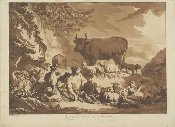 Framed Print : O How Extremely Happy Could Farmers Be, if only they would count their blessings, 1768. Creator: Jean Baptiste Le Prince Framed Print : O How Extremely Happy Could Farmers Be, if only they would count their blessings, 1768. Creator: Jean Baptiste Le Prince