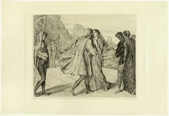 Framed Print : O My Fair Warrior!, plate five from Othello, 1844. Creator: Theodore Chasseriau Framed Print : O My Fair Warrior!, plate five from Othello, 1844. Creator: Theodore Chasseriau