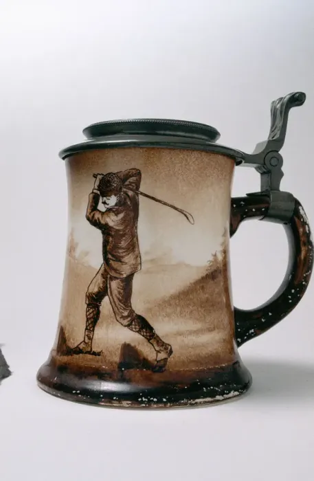 Framed Print : O Hara Dale stein mug with golfing theme, American, c1900 Framed Print : O Hara Dale stein mug with golfing theme, American, c1900